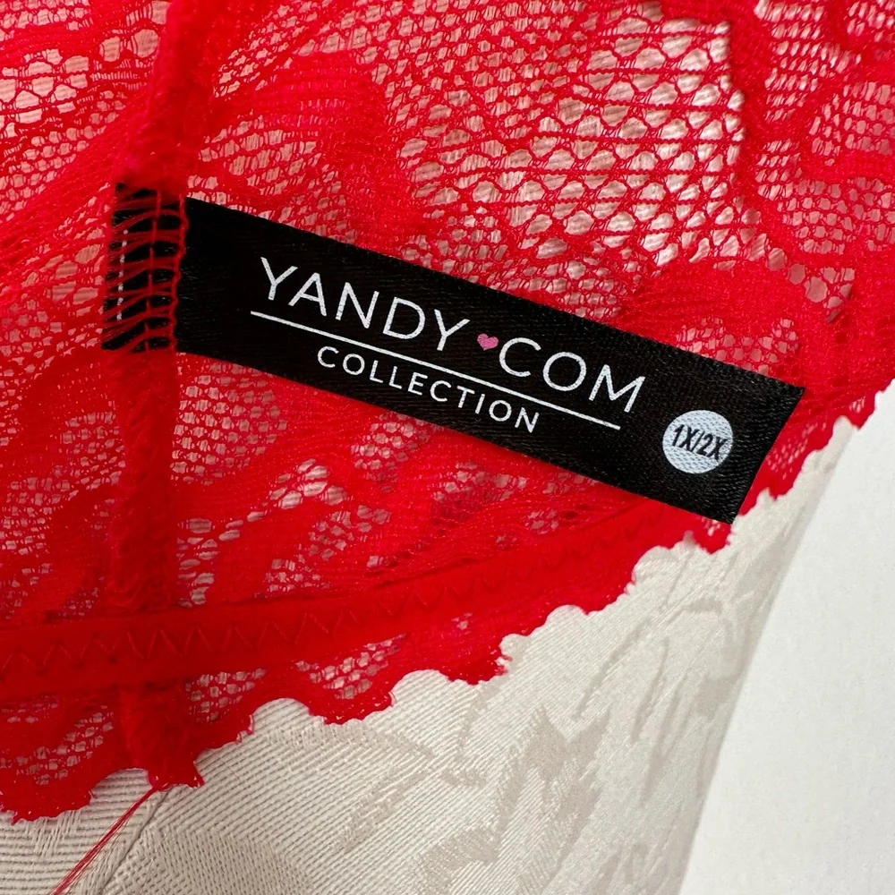 Yandy Red Lacy Longline Lattice Strappy Latice Back Bralette Size 1x/2x